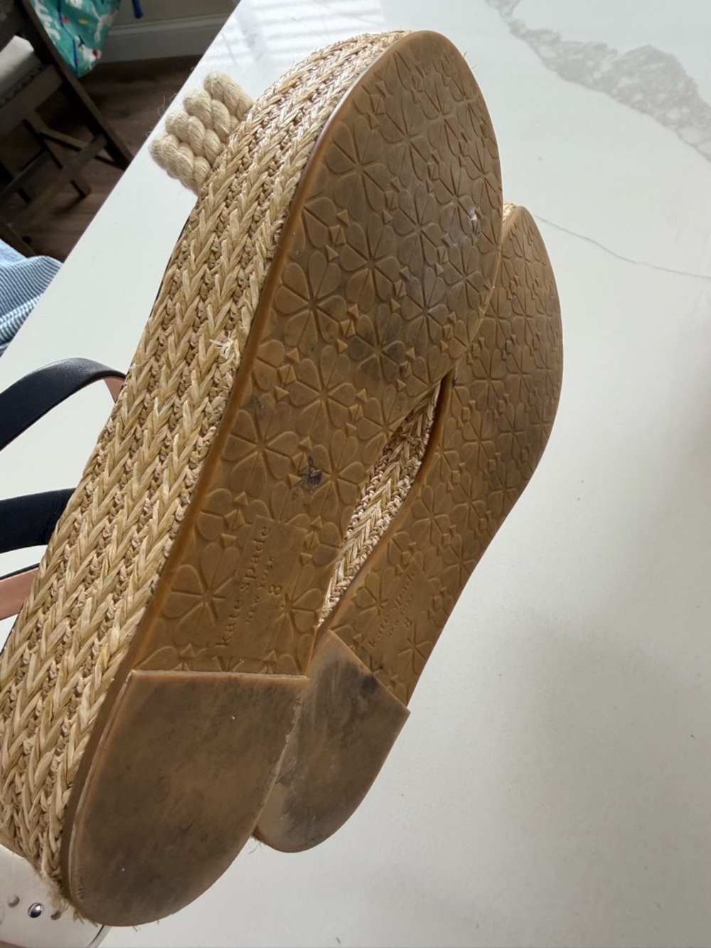 kate spade Black and Natural Rope Platform Espadrille Sandals - Picture 2 of 4